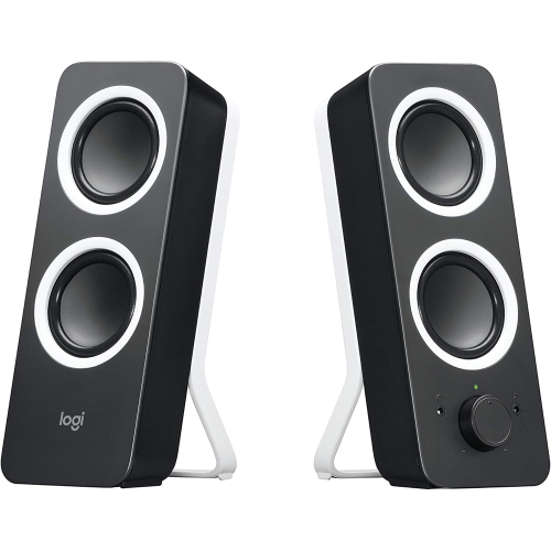 Haut-parleurs pour PC Z200 2,0 de Logitech, son stéréo, puissance de crête de 10 W, 2 entrées 3,5 mm, basses réglables, PC/téléviseur/téléphone