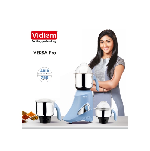 Vidiem Versa Pro Mixer Grinder 110V – 3 Stainless Steel Jars, 750W Heavy Duty-Motor For Use in Canada & USA – Shock-Proof ABS Body, Self-Locking Jars