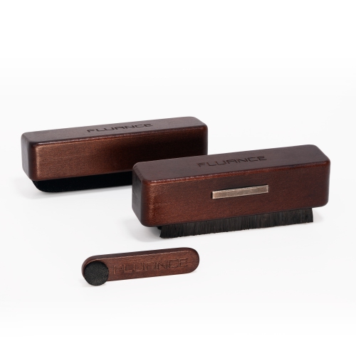 Trousse de nettoyage 3-en-1 de Fluance pour disque vinyle et stylet avec brosse antistatique en fibre de carbone, brosse en velours, brosse Stylus