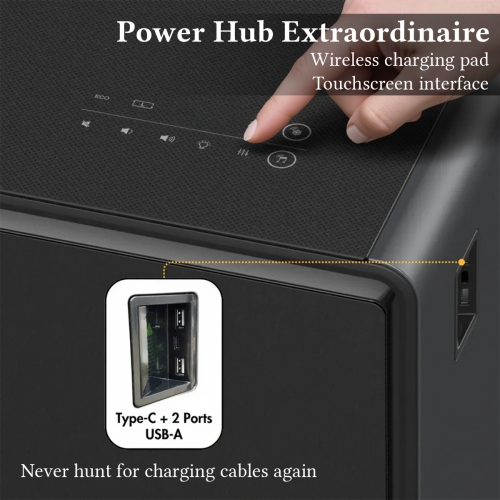 SERA BATHROOM Kendall Smart Coffee Table with Refrigerated Drawers, Bluetooth Speakers, Wireless Charging & LED Touch Control, White