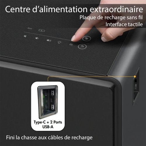 SERA BATHROOM Kendall Smart Coffee Table with Refrigerated Drawers, Bluetooth Speakers, Wireless Charging & LED Touch Control, White