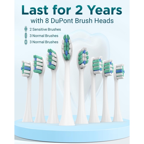 Ultrasonic Toothbrush for Adults - MISSCOZY Reachargeable Electric Toothbrush with 8 Brush Heads, Travling Case, 5 Modes & Smart Timer, Ultra Sonic