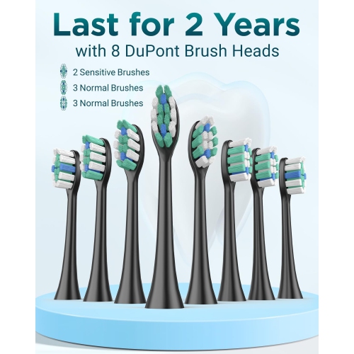 Ultrasonic Toothbrush for Adults - MISSCOZY Reachargeable Electric Toothbrush with 8 Brush Heads, Travling Case, 5 Modes & Smart Timer, Ultra Sonic