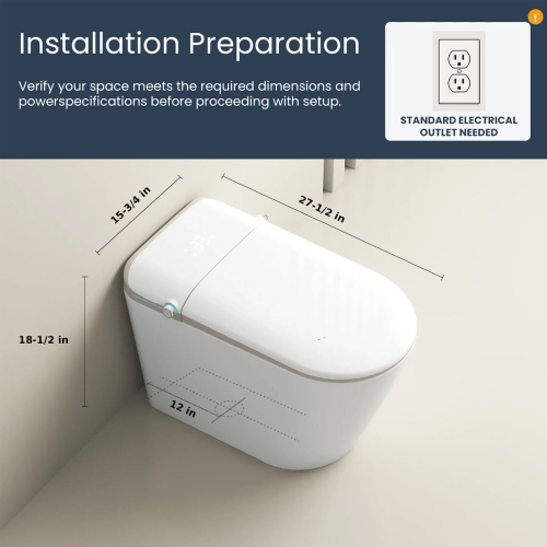 SERA BATHROOM Stevie Smart Bidet Toilet, One-Piece Toilet with Auto Jet Flush, Auto Open/Close Lid, Warm Water Wash, Warm-Air Dryer, Heated Seat,