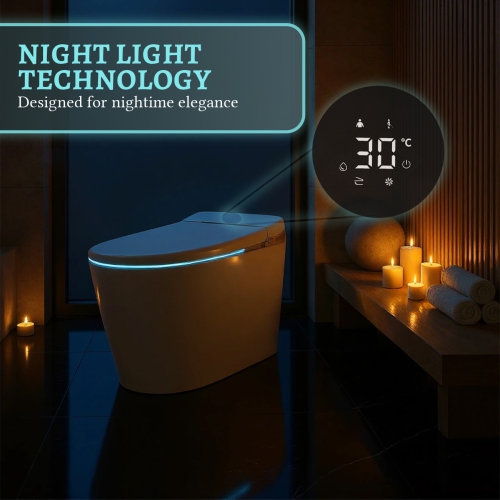 SERA BATHROOM Stevie Smart Bidet Toilet, One-Piece Toilet with Auto Jet Flush, Auto Open/Close Lid, Warm Water Wash, Warm-Air Dryer, Heated Seat,