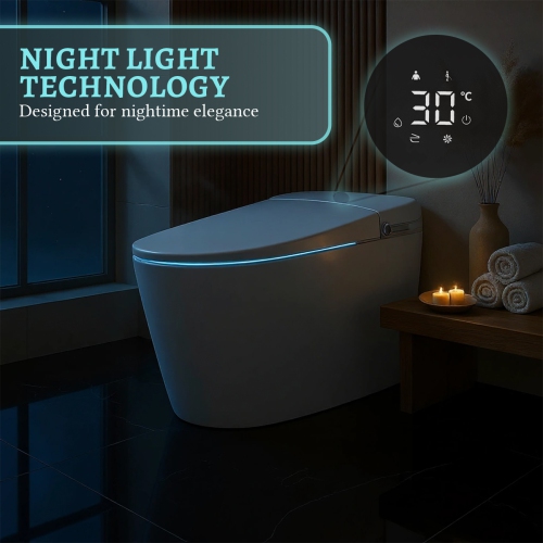 SERA BATHROOM Stevie Smart Bidet Toilet, One-Piece Toilet with Auto Jet Flush, Auto Open/Close Lid, Warm Water Wash, Warm-Air Dryer, Heated Seat,