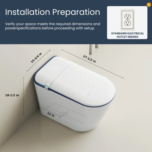SERA BATHROOM Stevie Smart Bidet Toilet, One-Piece Toilet with Auto Jet Flush, Auto Open/Close Lid, Warm Water Wash, Warm-Air Dryer, Heated Seat,