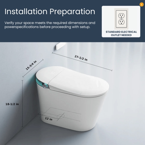SERA BATHROOM Wynter Smart Bidet Toilet, One-Piece Toilet with Auto Jet Flush, Auto Open/Close Lid, Warm Water Wash, Warm-Air Dryer, Heated Seat,