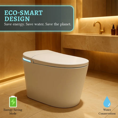 SERA BATHROOM Wynter Smart Bidet Toilet, One-Piece Toilet with Auto Jet Flush, Auto Open/Close Lid, Warm Water Wash, Warm-Air Dryer, Heated Seat,