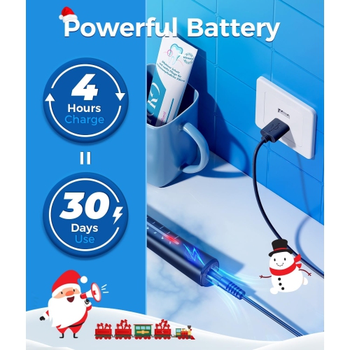 Electric Toothbrushes for Adults, 8 Brush Heads Sonic Electric Toothbrush with 40000 VPM Deep Clean 5 Modes, Power Rechargeable Fast Charge 4 Hours