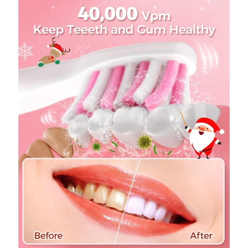 Electric Toothbrushes for Adults, 8 Brush Heads Sonic Electric Toothbrush with 40000 VPM Deep Clean 5 Modes, Power Rechargeable Fast Charge 4 Hours