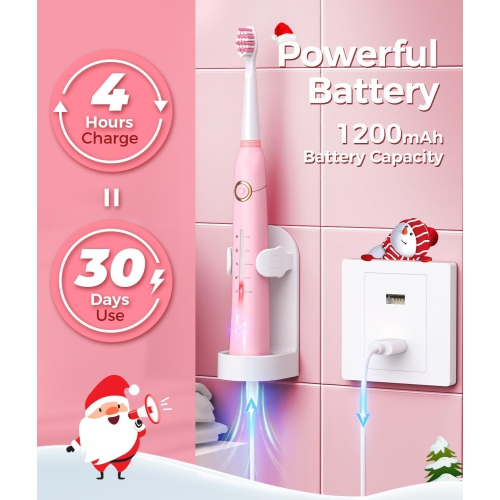 Electric Toothbrushes for Adults, 8 Brush Heads Sonic Electric Toothbrush with 40000 VPM Deep Clean 5 Modes, Power Rechargeable Fast Charge 4 Hours