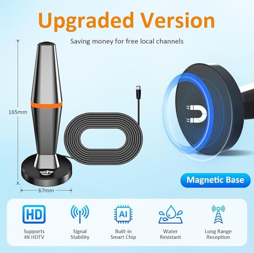 TV Antennas Indoor for Local Channels, 260+ Miles Long Range - Indoor & Outdoor HD Digital Antenna with 360°Reception for 4K 1080P All TVs-3M Coax