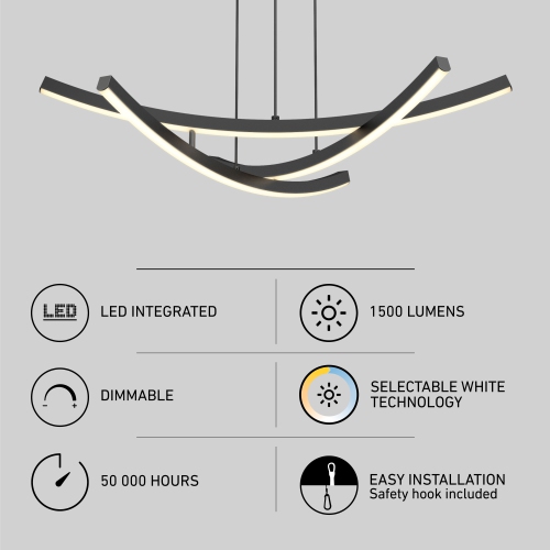 Orly LED Pendant 5CCT Black