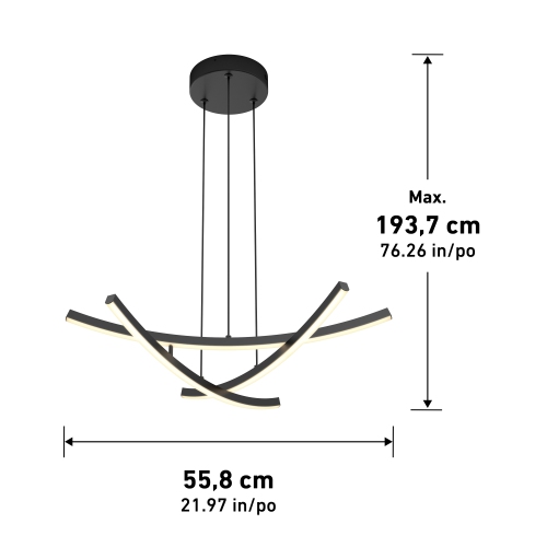 Orly LED Pendant 5CCT Black