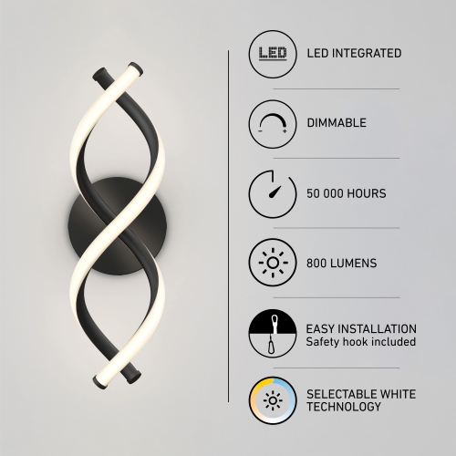 DNA Sconce LED Wall Light 3CCT Black