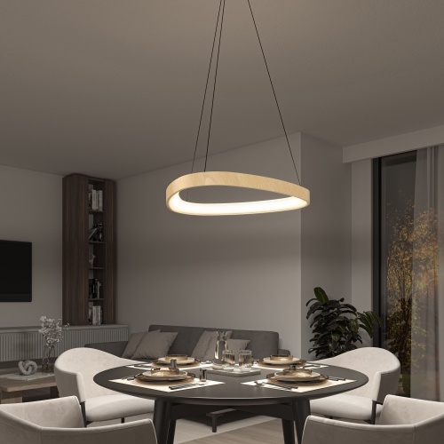 Vance LED Pendant 3CCT, Wood/Black