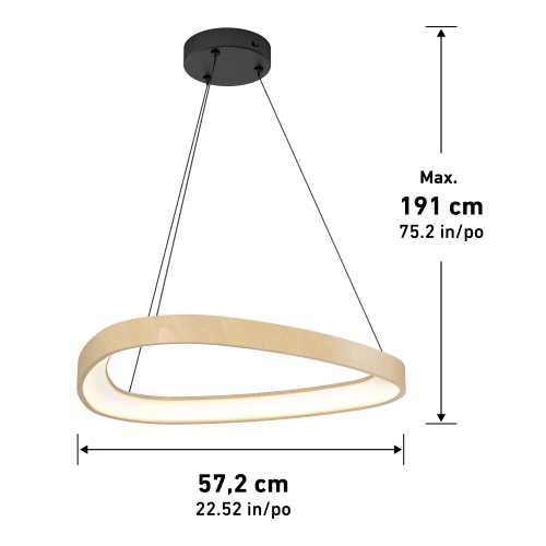 Vance LED Pendant 3CCT, Wood/Black