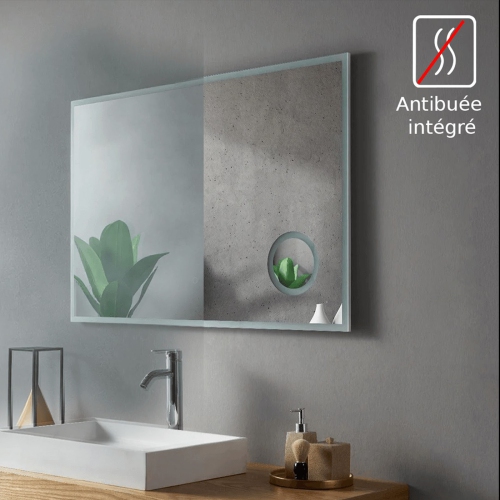 Miroir de SALLE DE BAIN DE 48&nbsp;po LED M-1039 avec loupe, fonction antibuée – givrée