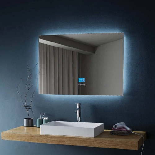 Miroir de SALLE DE BAIN DE 36 po LED rétroéclairé M-971 avec temps, température, désembueur, Bluetooth, haut-parleurs intégrés, Écran intégré -