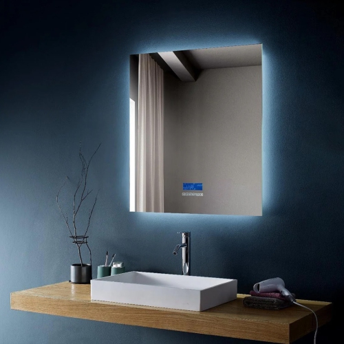 Miroir de SALLE DE BAIN DE 30&nbsp;po LED rétroéclairé M-971 avec temps, température, désembueur, Bluetooth, haut-parleurs intégrés, Écran intégré -