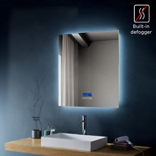 Miroir de SALLE DE BAIN DE 30&nbsp;po LED rétroéclairé M-971 avec temps, température, désembueur, Bluetooth, haut-parleurs intégrés, Écran intégré -