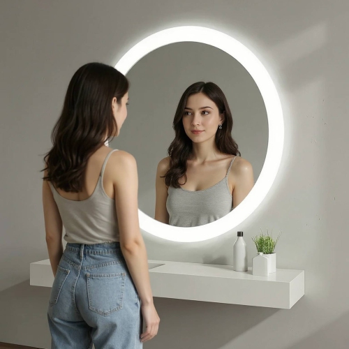 Miroir de SALLE DE BAIN DE 32 po LED LUNE givrée FS-2015-3232 - Argenté