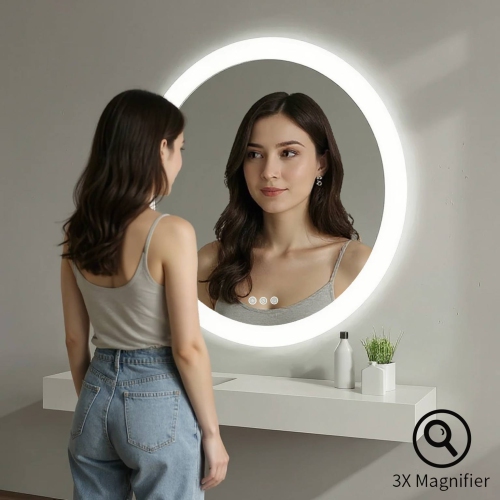 Miroir de SALLE DE BAIN DE 32 po LED LUNE givrée FS-2015-3232 - Argenté