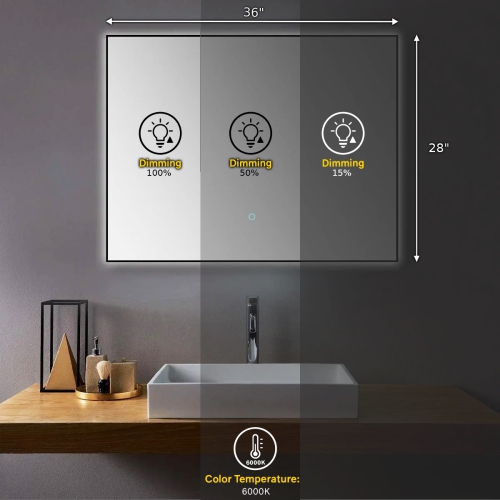 Miroir de SALLE DE BAIN DE 36&nbsp;po LED Urban de SERA - Cadre noir