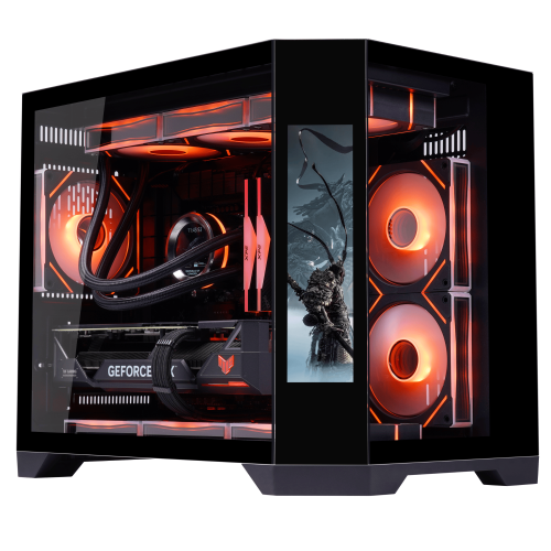 Uniway Gaming PC with Side Display -Black- Ryzen 9600X, RTX 5070, 32 GB DDR5, 1 TB NVMe SSD, AIO Liquid Cooler, Windows 11 Pro, AI-Ready, 1-Year