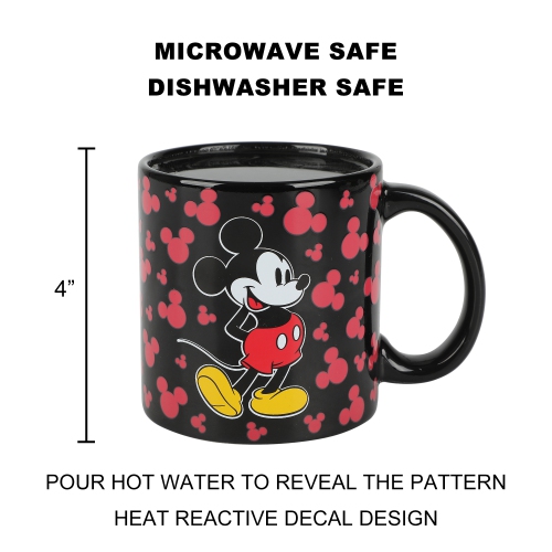 Disney Mickey Mouse Ears 16 Oz Black Heat Reactive Ceramic Mug
