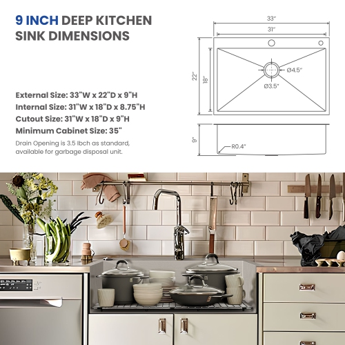 Évier de cuisine encastrable de 22 x 22 po à monture supérieure, bol simple en acier inoxydable 304 brossé, trousse de drainage et panier à