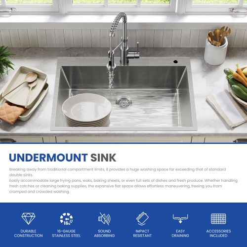 Évier de cuisine encastrable de 22 x 22 po à monture supérieure, bol simple en acier inoxydable 304 brossé, trousse de drainage et panier à