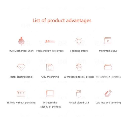 Metal Mechanical Keyboard 104-Key Illuminated Computer Accessory, Real Mechanical USB Keyboard Illuminated - 104 Keys - Carbon Black Pure Color [Blue