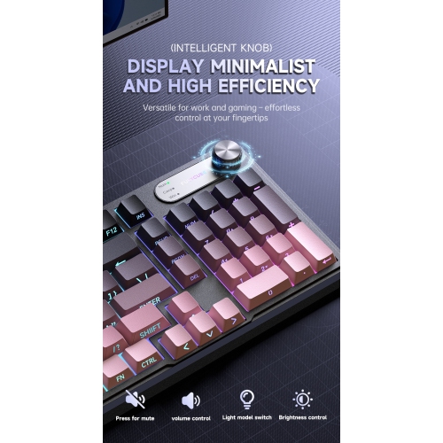 Mechanical Feel Waterproof Keyboard for PC Gaming and Esports, Wired Silent Keyboard - 98 Keys/White Outline [Triple Mode Wired + Wireless 2.4g +