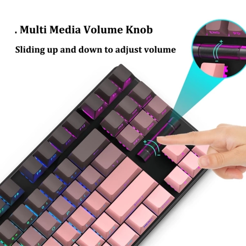 Mechanical keyboard plug-in three-mode red axis e-sports game desktop notebook universal, wired and wireless keyboard rechargeable RGB gaming