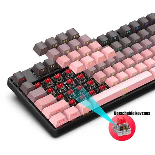 Mechanical keyboard plug-in three-mode red axis e-sports game desktop notebook universal, wired and wireless keyboard rechargeable RGB gaming
