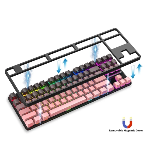 Mechanical keyboard plug-in three-mode red axis e-sports game desktop notebook universal, wired and wireless keyboard rechargeable RGB gaming