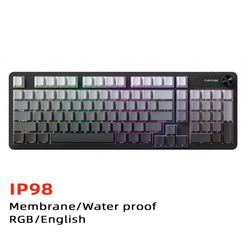 Mechanical Feel Waterproof Keyboard for PC Gaming and Esports, Wired Quiet Keyboard - 98 Keys/A-Side Engraved [Wired] RGB/Waterproof