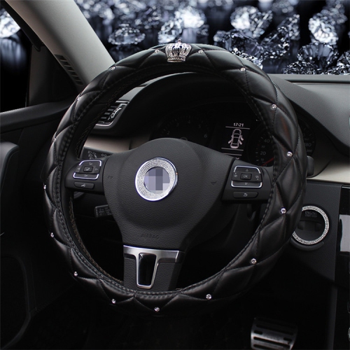Rhinestone-encrusted DAD Crown, a car accessory, with a bubble leather steering wheel cover. Suitable for steering wheels with a diameter of 38cm -