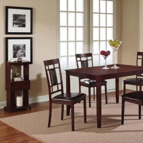 Alexia Wooden Dining Table Set for 4 with PU Upholstered Chairs – Espresso Finish