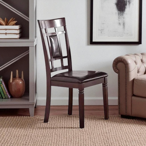 Alexia Wooden Dining Table Set for 4 with PU Upholstered Chairs – Espresso Finish