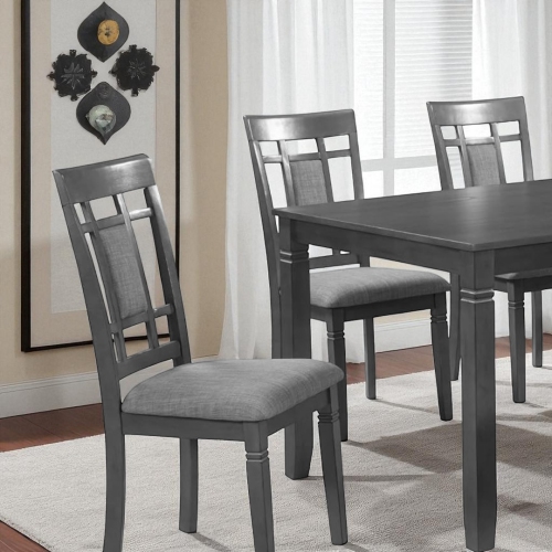 Ensemble table de salle à manger en bois Alexia pour 4 avec chaises recouvertes de polyuréthane - Gris