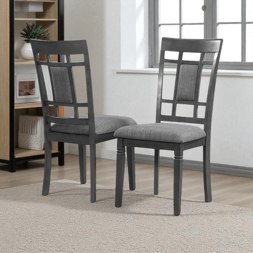 Ensemble table de salle à manger en bois Alexia pour 4 avec chaises recouvertes de polyuréthane - Gris