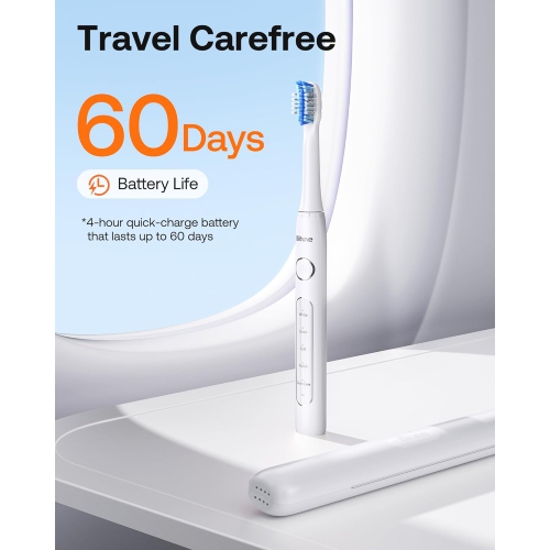 Bitvae Ultrasonic Electric Toothbrushes for Adults and Kids, ADA Accepted Rechargeable Travel Sonic Toothbrush with 8 Brush Heads, 5 Modes, Holder