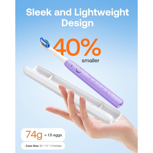 Bitvae Ultrasonic Electric Toothbrushes for Adults and Kids, ADA Accepted Rechargeable Travel Sonic Toothbrush with 8 Brush Heads, 5 Modes, Holder