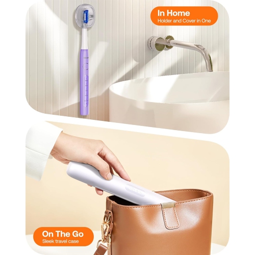 Bitvae Ultrasonic Electric Toothbrushes for Adults and Kids, ADA Accepted Rechargeable Travel Sonic Toothbrush with 8 Brush Heads, 5 Modes, Holder