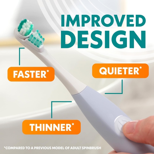 Spinbrush PRO WHITEN Battery Powered Electric Toothbrush for Adults, Soft Bristles, 1 Count, NEW