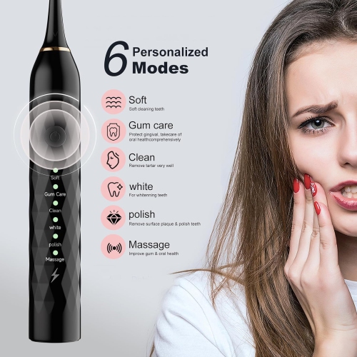 Electric Toothbrush for Kids with Holders,2 Pack Sonic Toothbrush with 10 Heads, 6 Modes, IPX7 Waterproof, Smart Timer, 2 Hours Charge for 60 Days