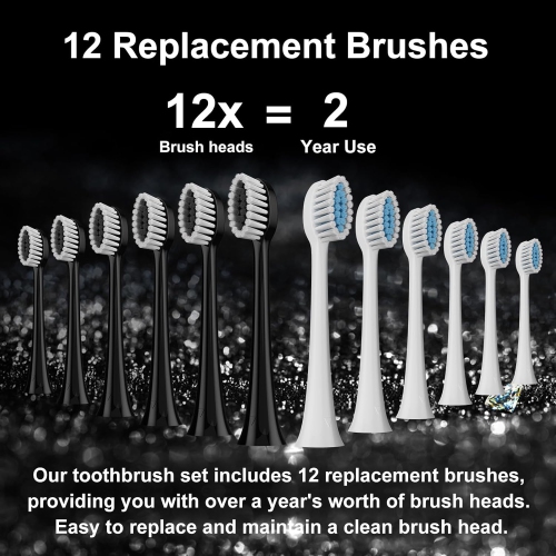 Electric Toothbrush for Kids with Holders,2 Pack Sonic Toothbrush with 10 Heads, 6 Modes, IPX7 Waterproof, Smart Timer, 2 Hours Charge for 60 Days